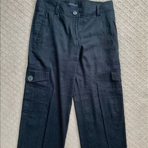 Anne Klein Linen Crop Wide Leg Pants Cargo Pockets